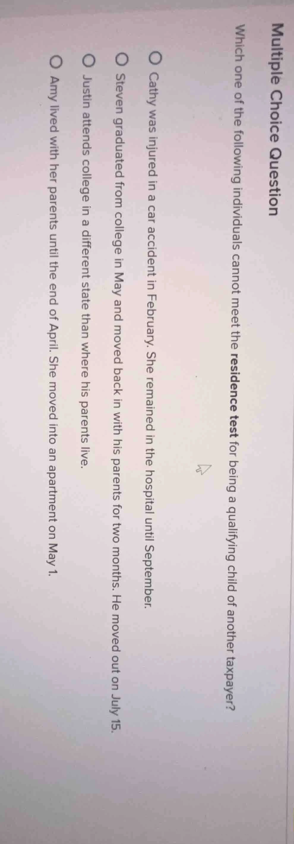 multiple choice question which one of the following individuals cannot …