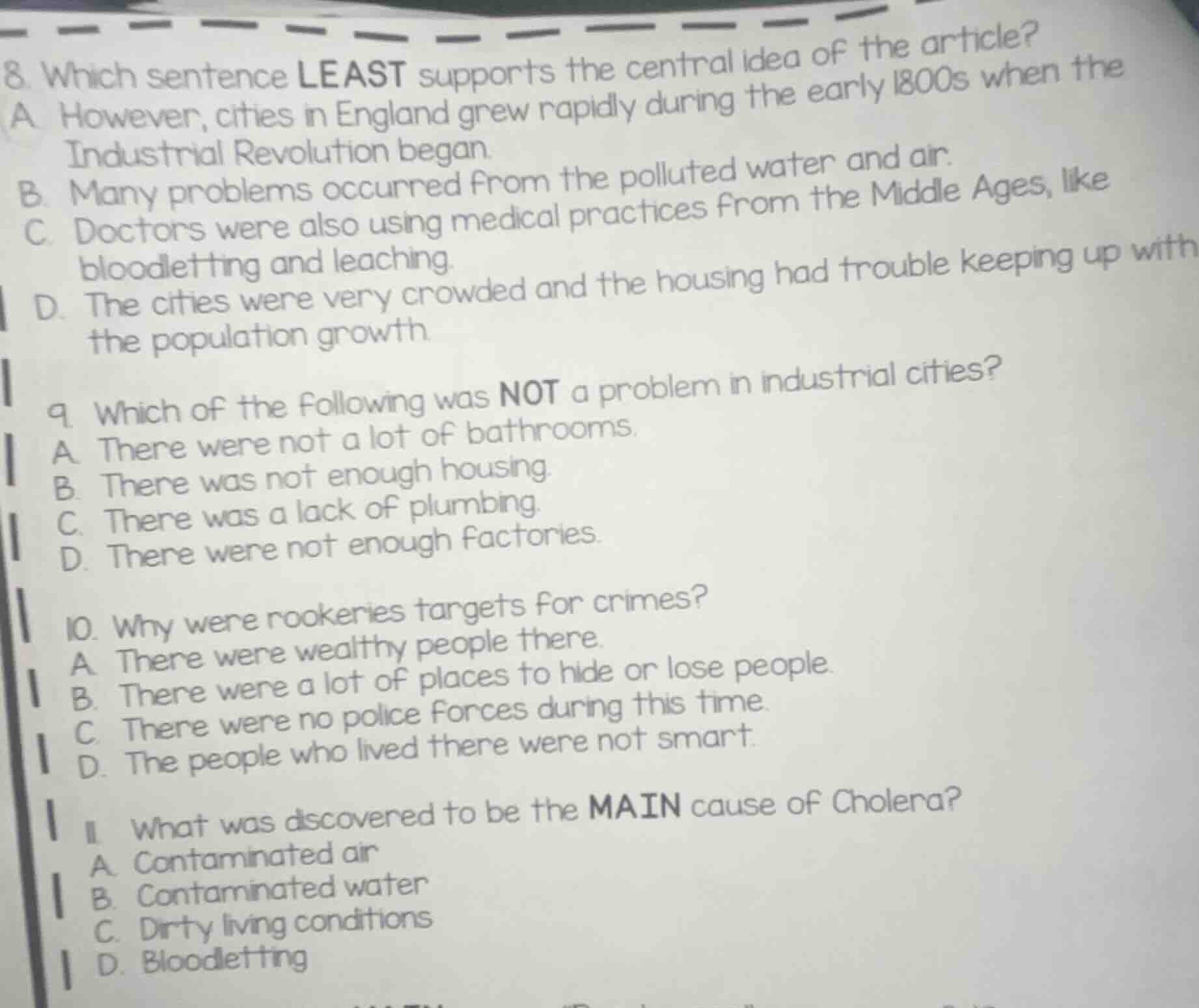 8. which sentence least supports the central idea of the article? a. ho…