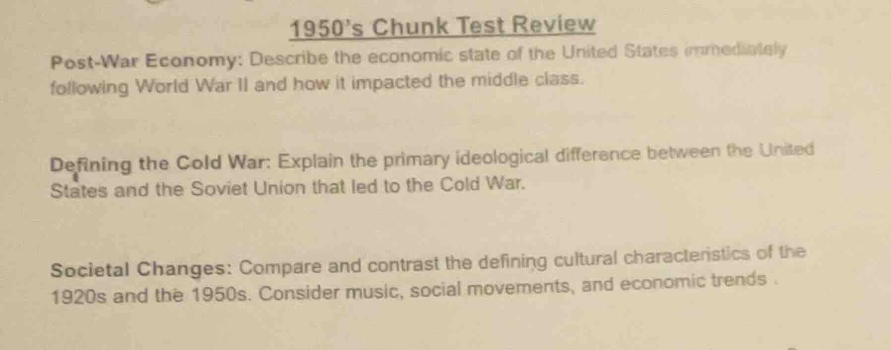 1950s chunk test review post - war economy: describe the economic state…
