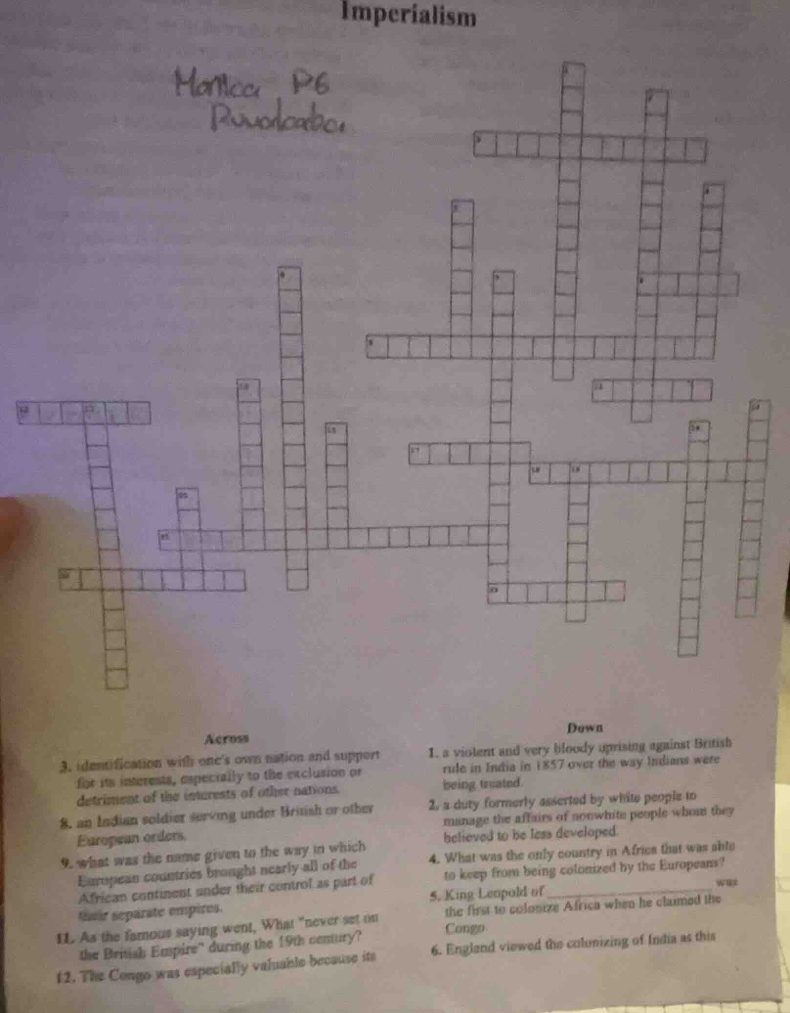 imperialism across 3. identification with one’s own nation and support …