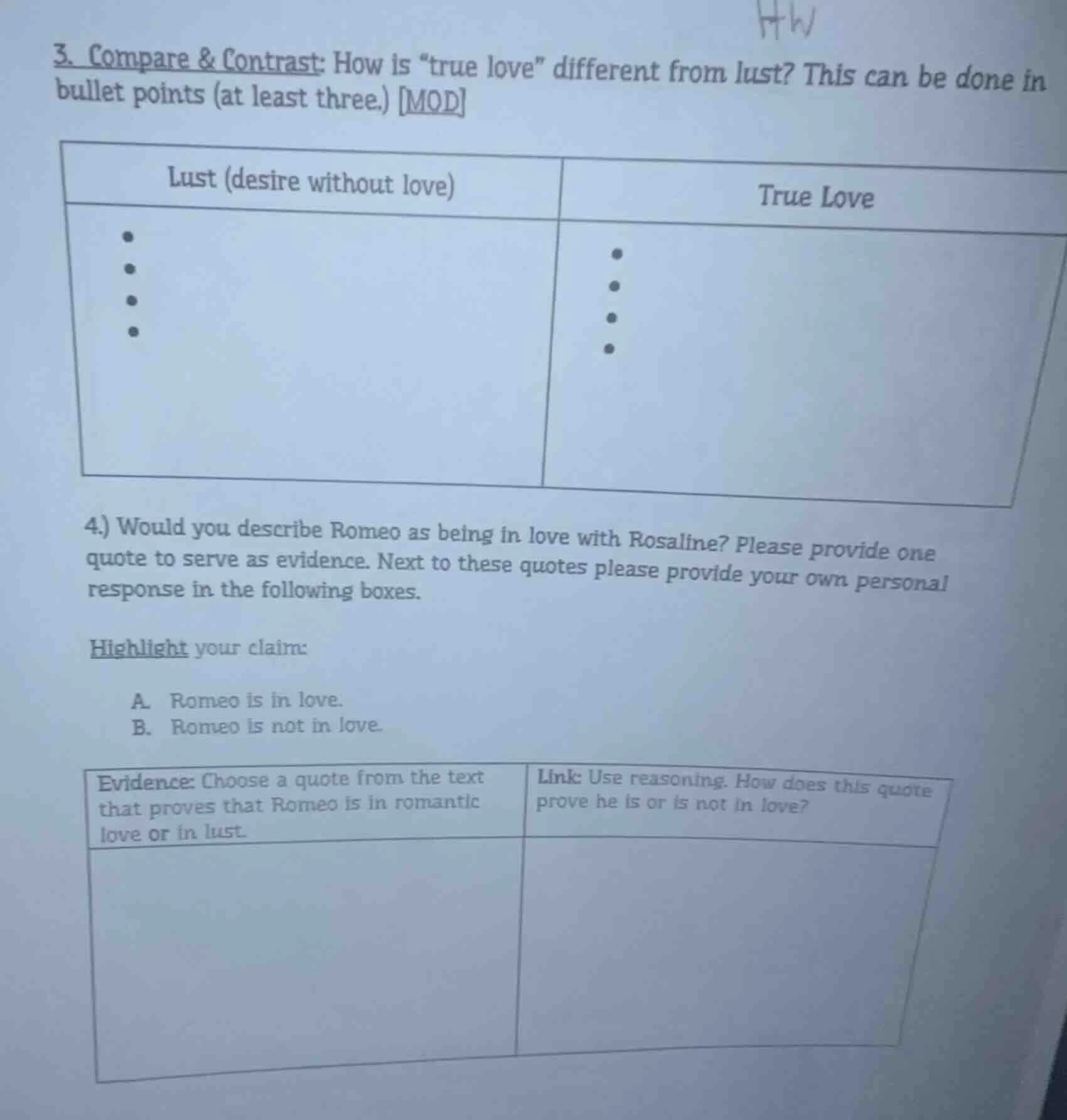 3. compare & contrast: how is \true love\ different from lust? this can…