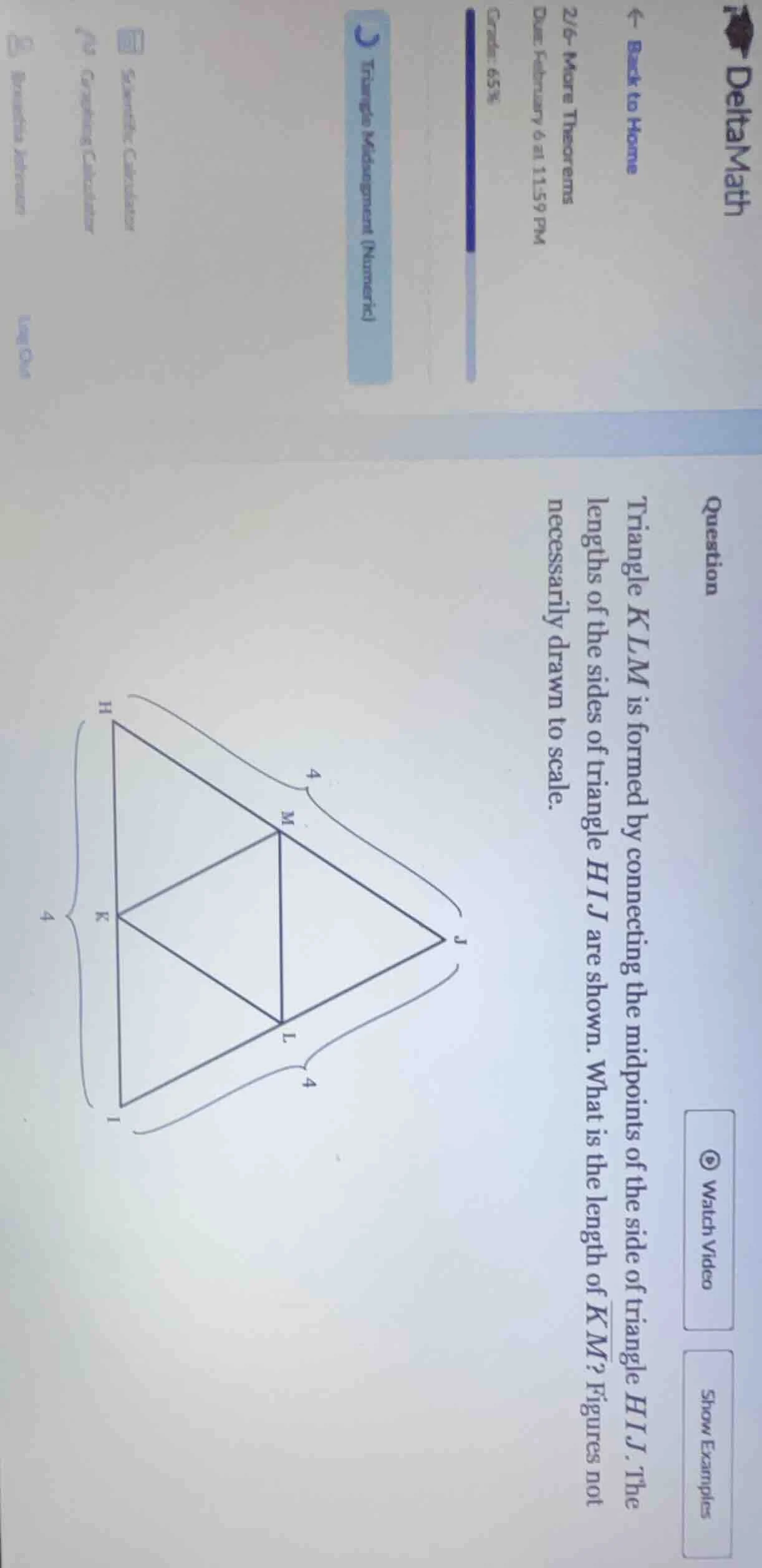 question triangle klm is formed by connecting the midpoints of the side…