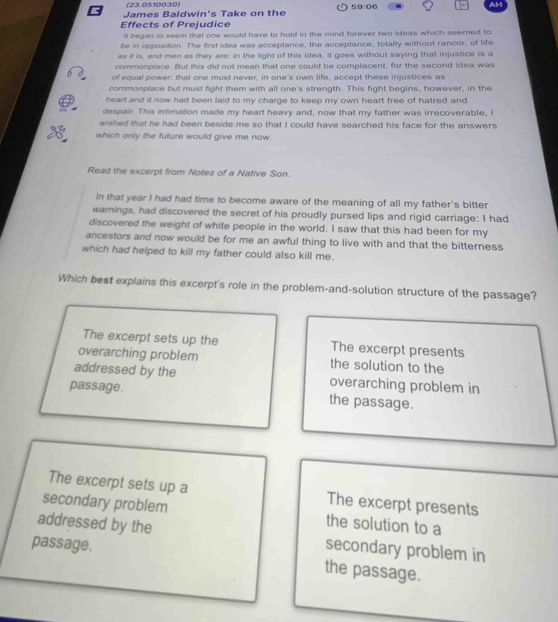 read the excerpt from notes of a native son. in that year i had had tim…