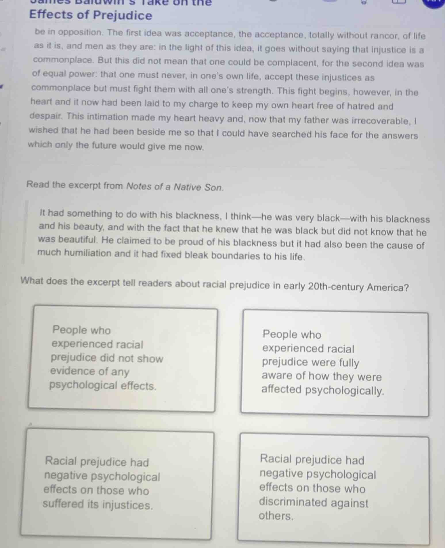 effects of prejudice b e in opposition. the first idea was acceptance, …