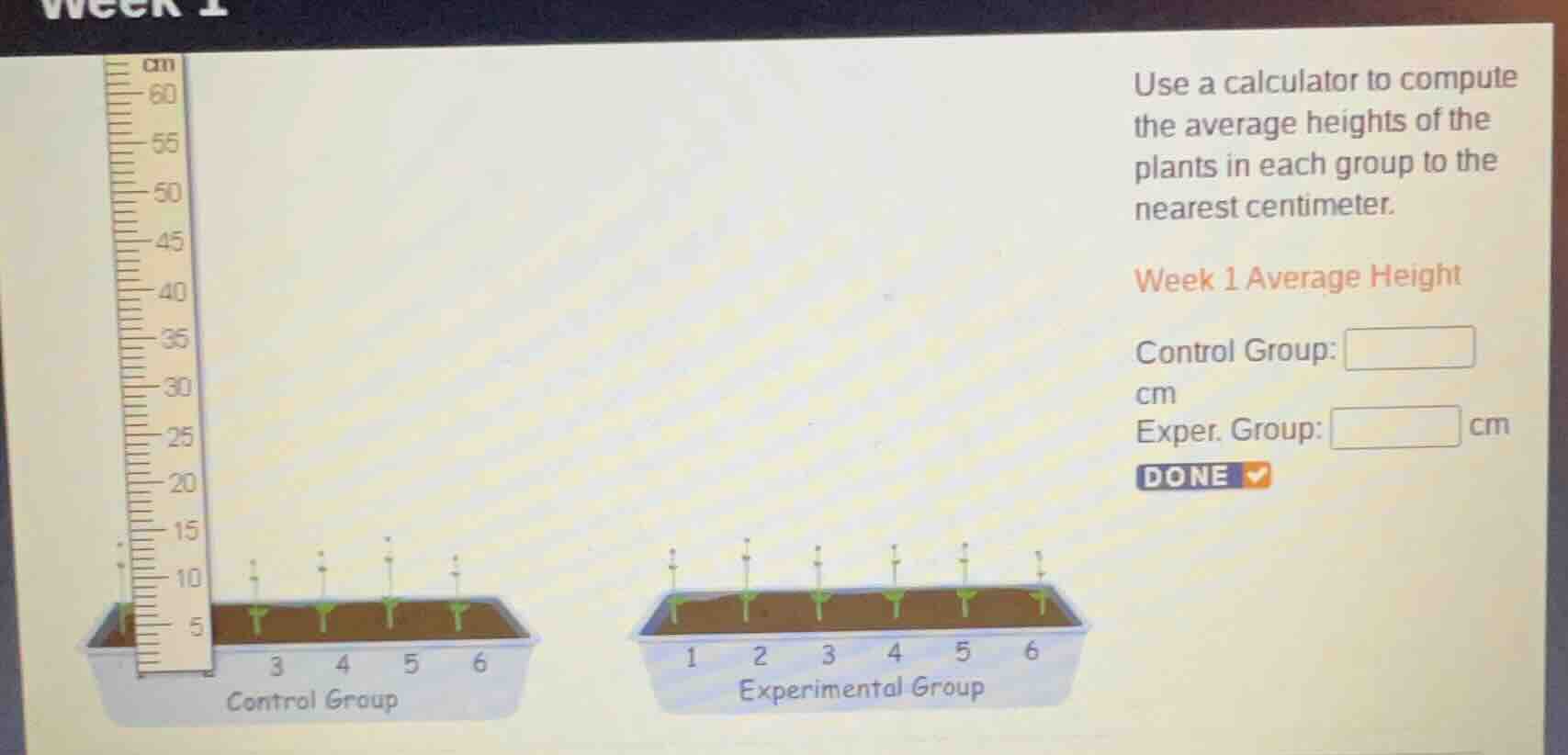 use a calculator to compute the average heights of the plants in each g…