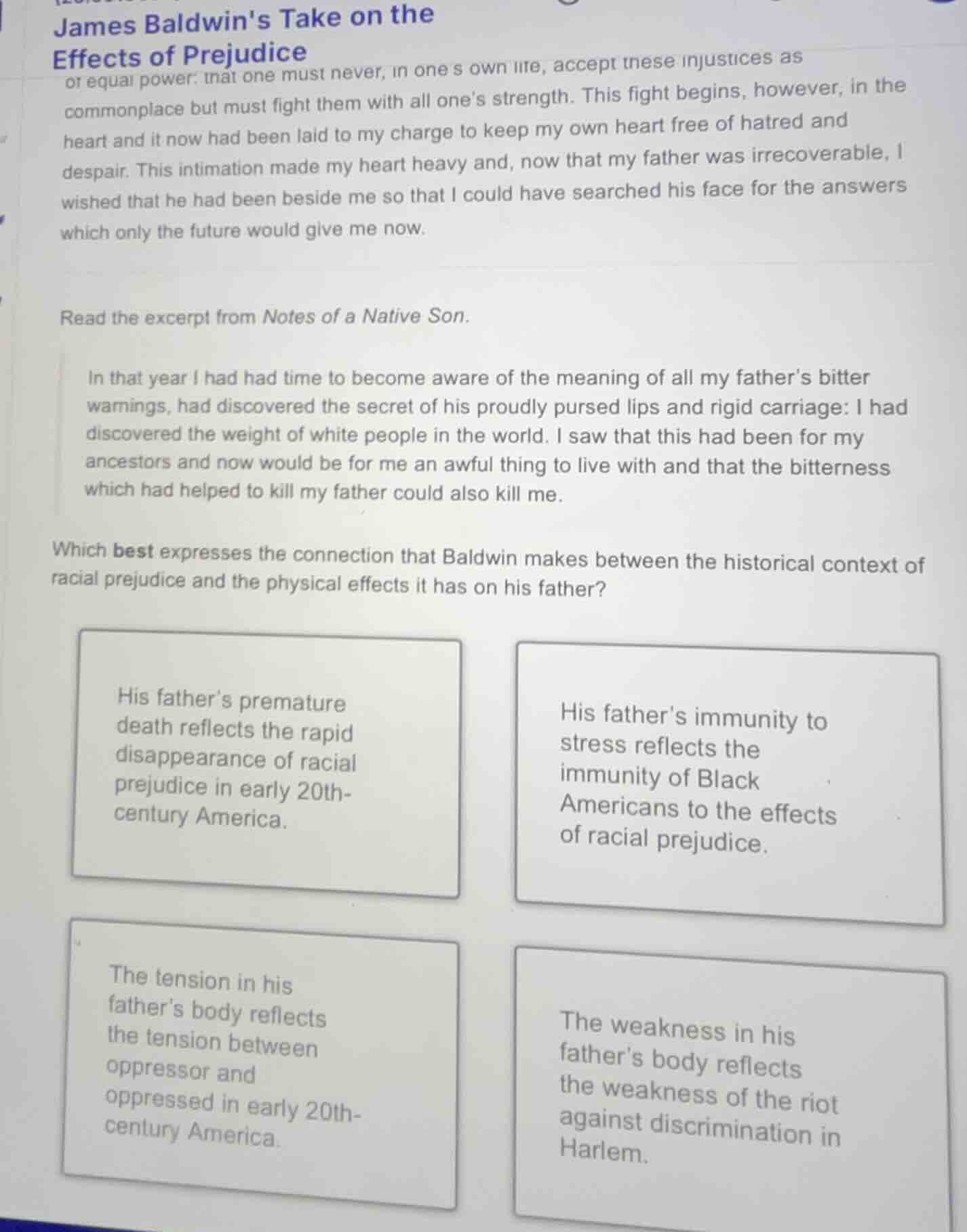 james baldwins take on the effects of prejudice or equal power: that on…