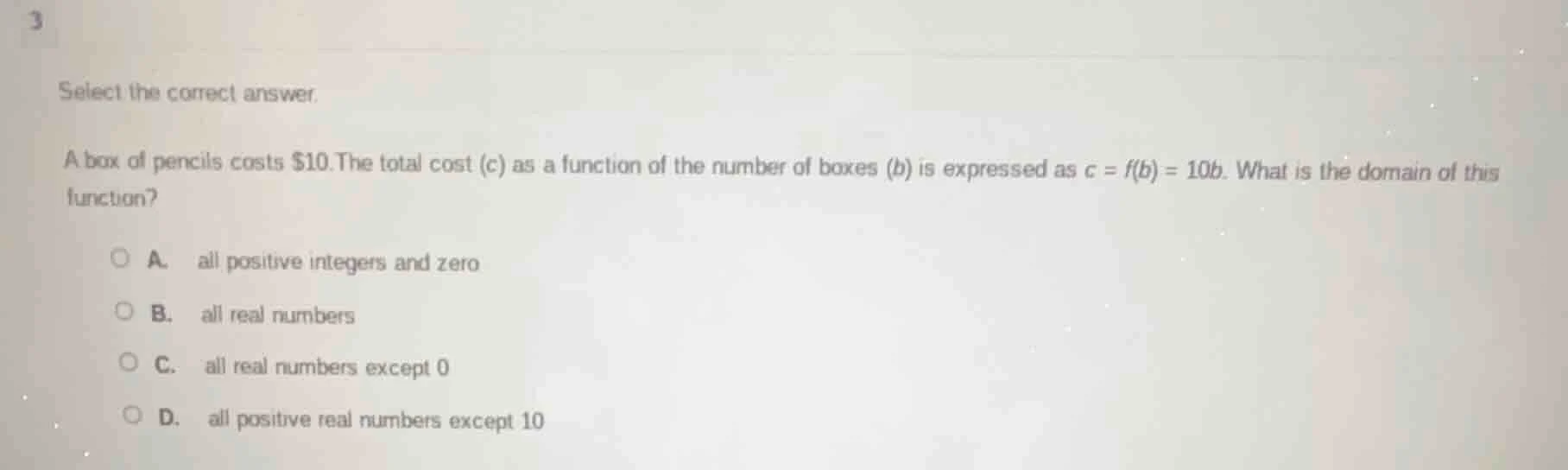 select the correct answer. a box of pencils costs $10. the total cost (…