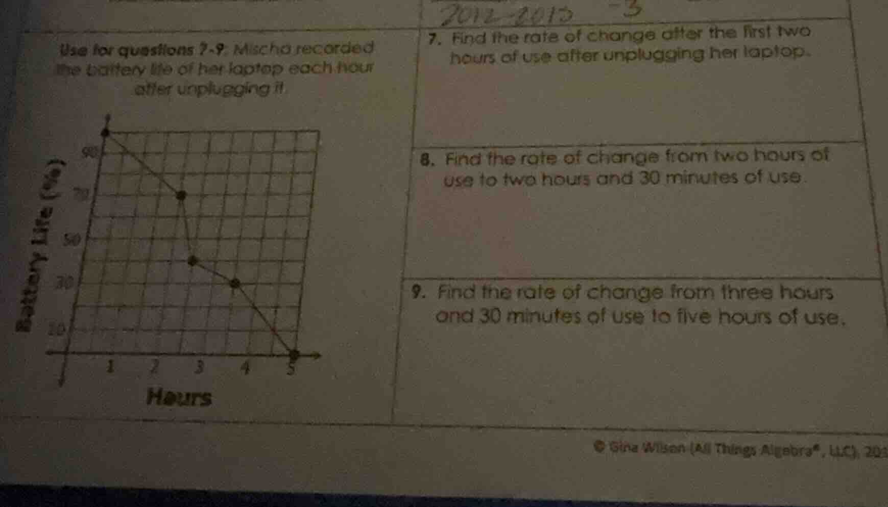 use for questions 7 - 9. mischa recorded the battery life of her laptop…