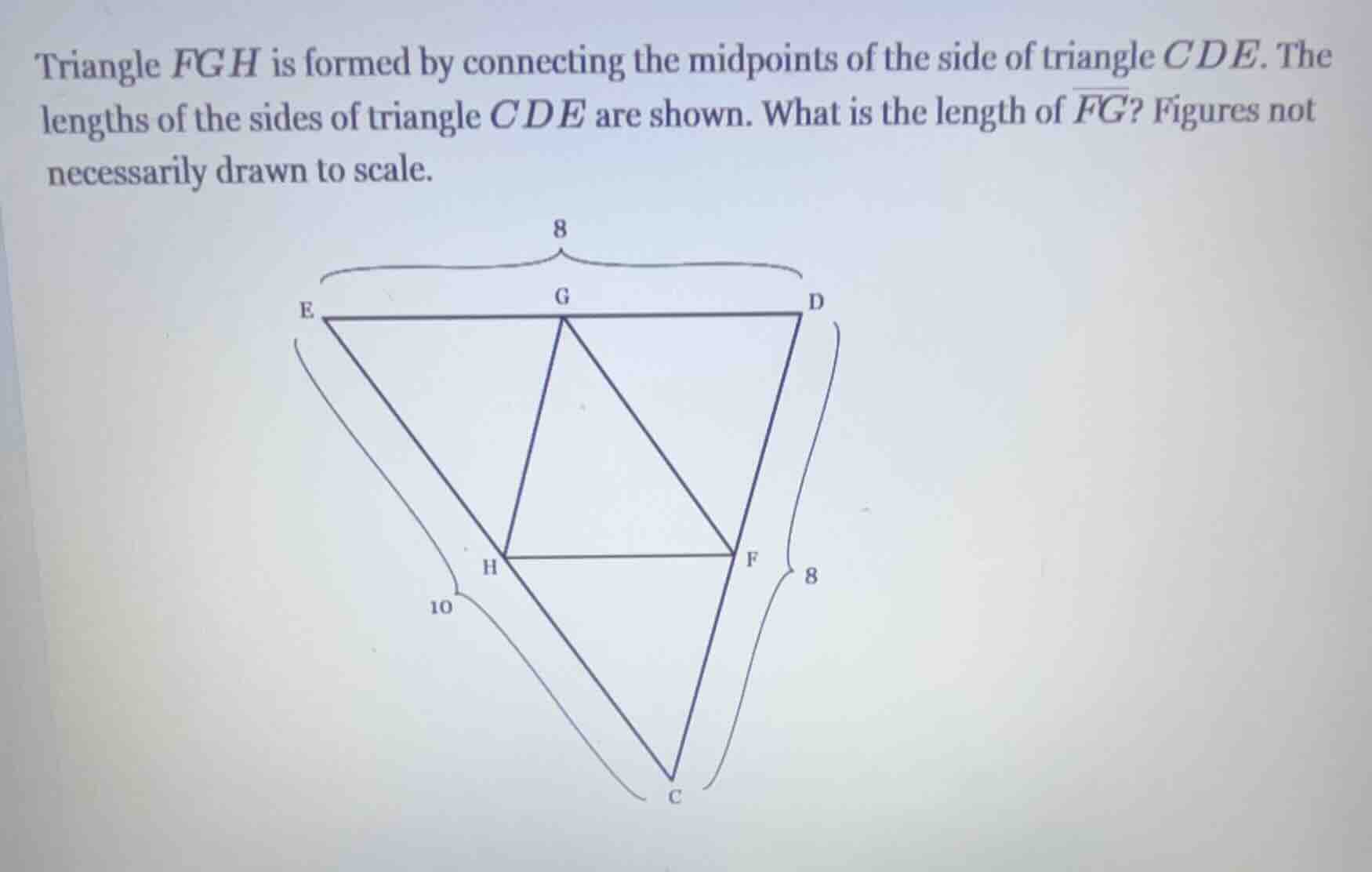 triangle fgh is formed by connecting the midpoints of the side of trian…