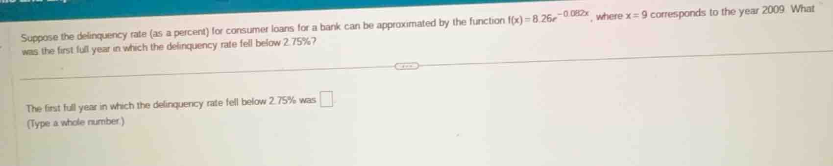 suppose the delinquency rate (as a percent) for consumer loans for a ba…