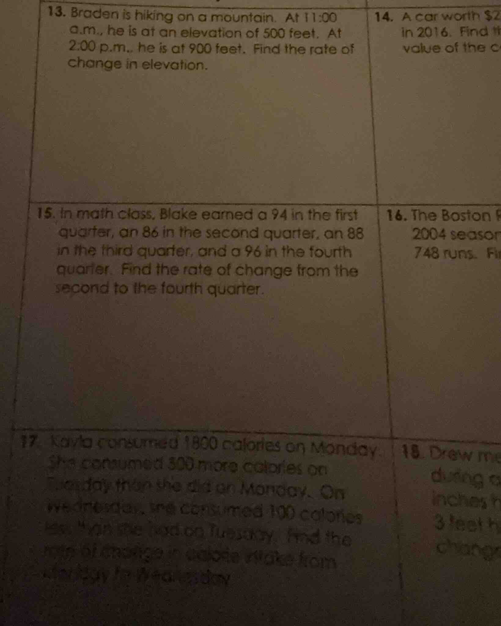 13. braden is hiking on a mountain. at 11:00 a.m., he is at an elevatio…