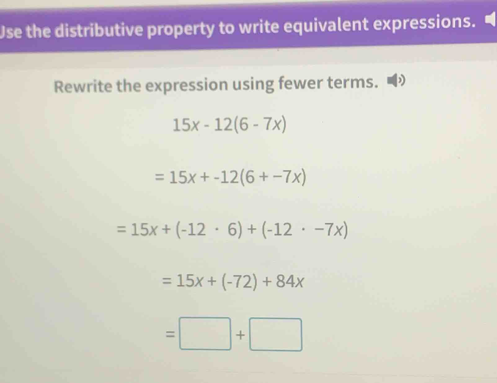 use the distributive property to write equivalent expressions. rewrite …