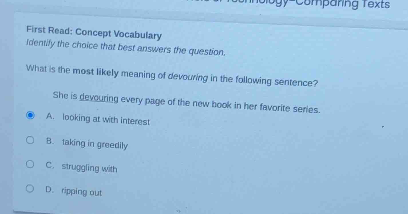 first read: concept vocabulary identify the choice that best answers th…