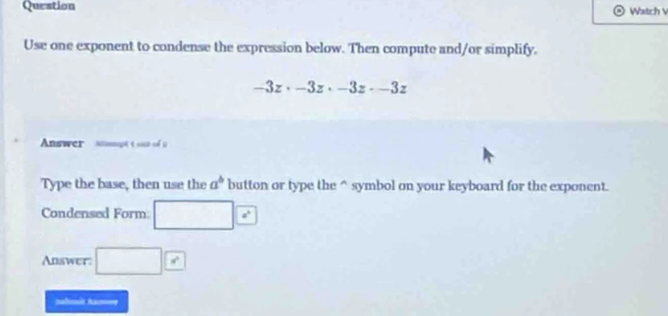 question use one exponent to condense the expression below. then comput…