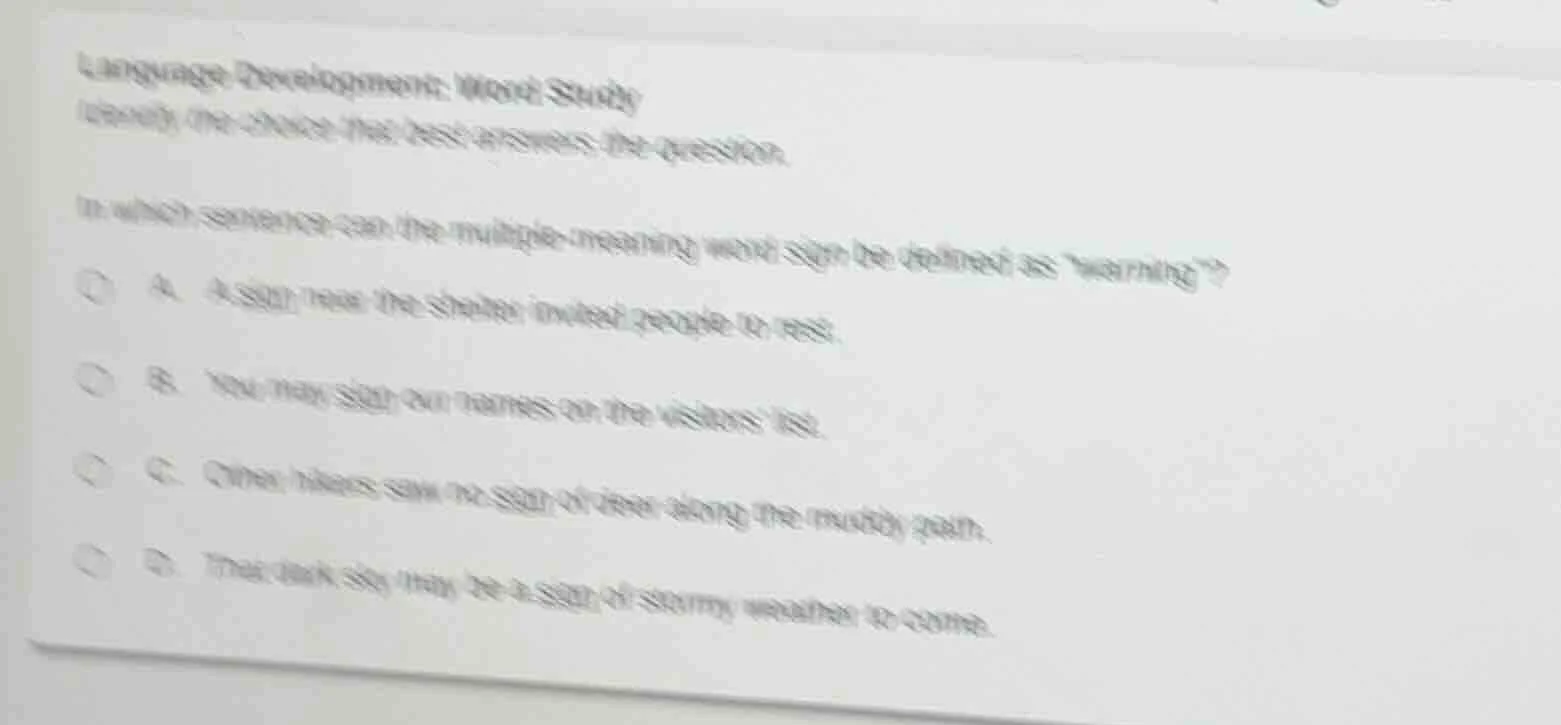 language development: word study identify the choice that best answers …