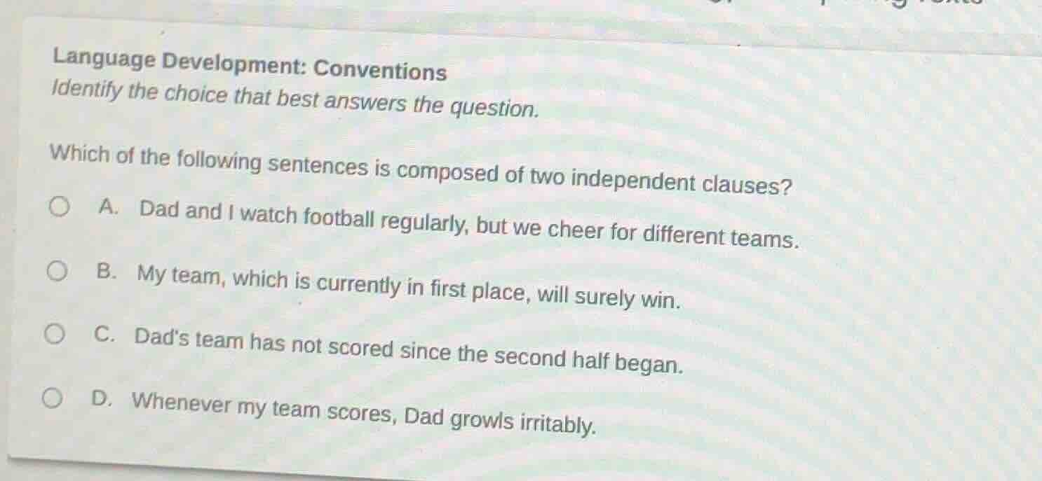 language development: conventions identify the choice that best answers…