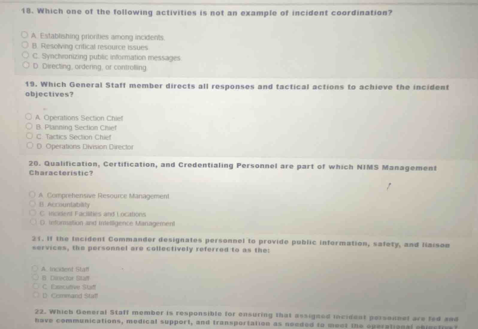 18. which one of the following activities is not an example of incident…