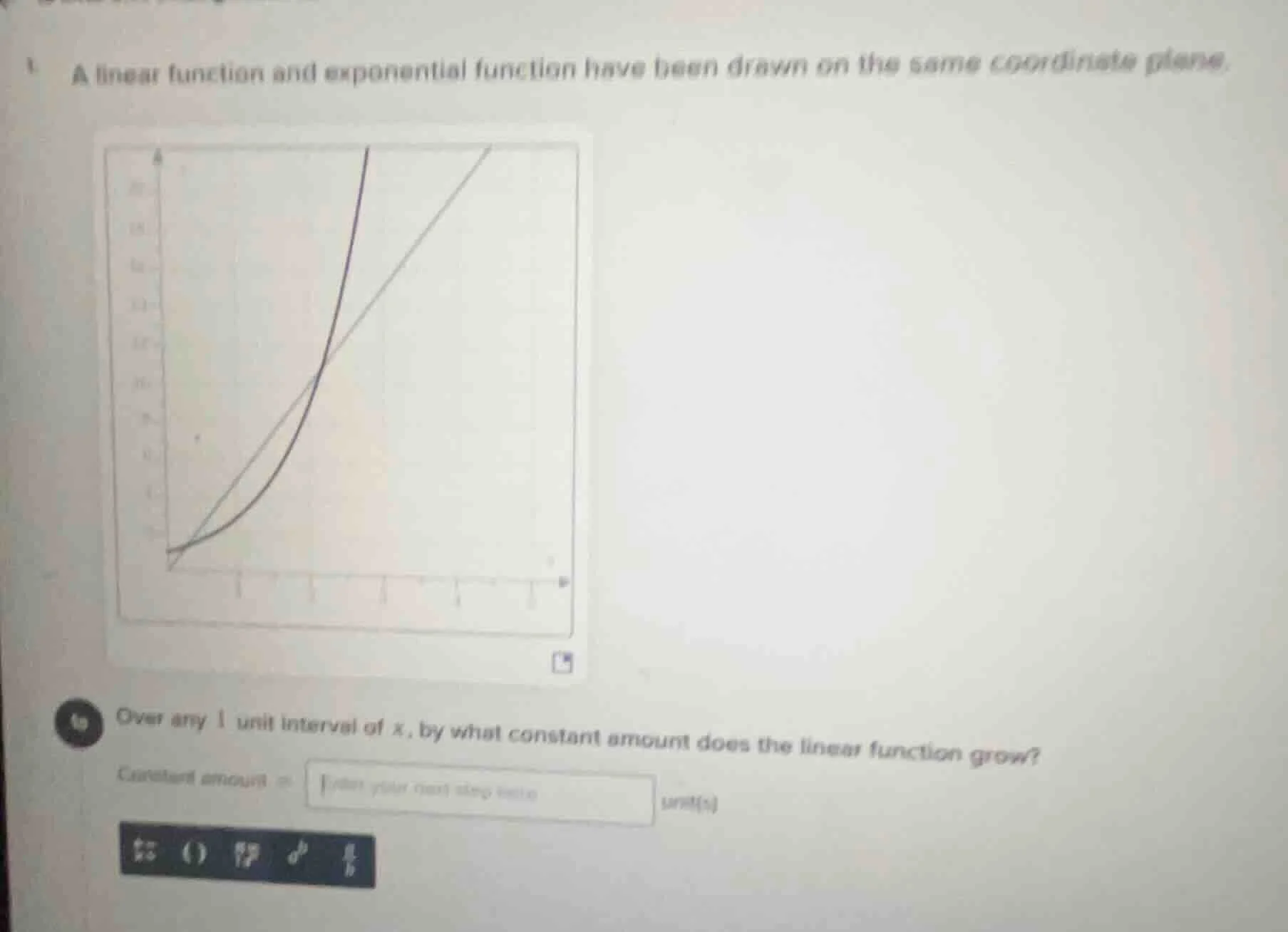 1 a linear function and exponential function have been drawn on the sam…