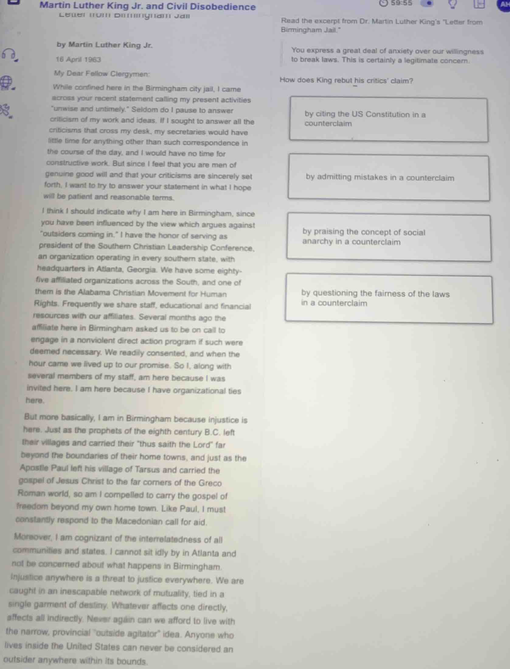 martin luther king jr. and civil disobedience letter from birmingham ja…