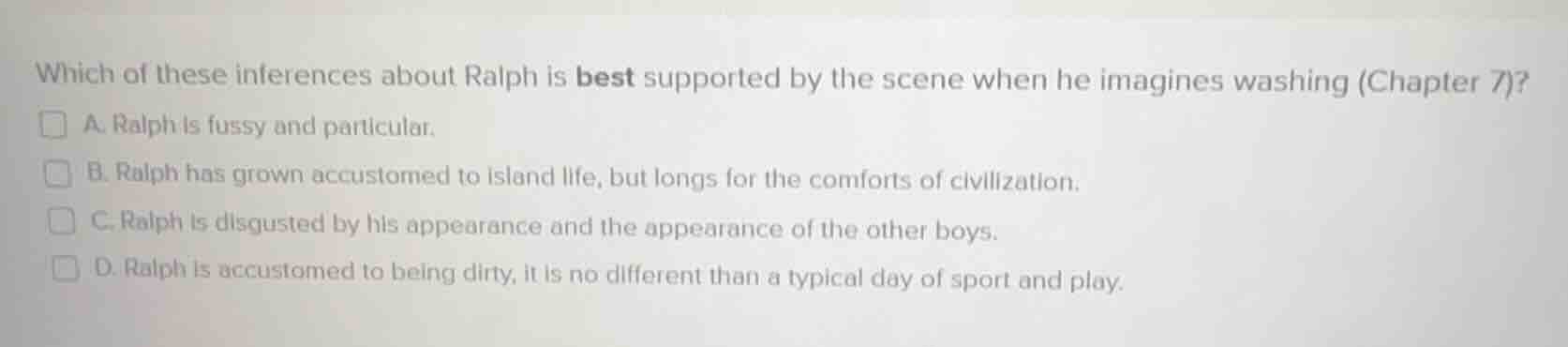 which of these inferences about ralph is best supported by the scene wh…