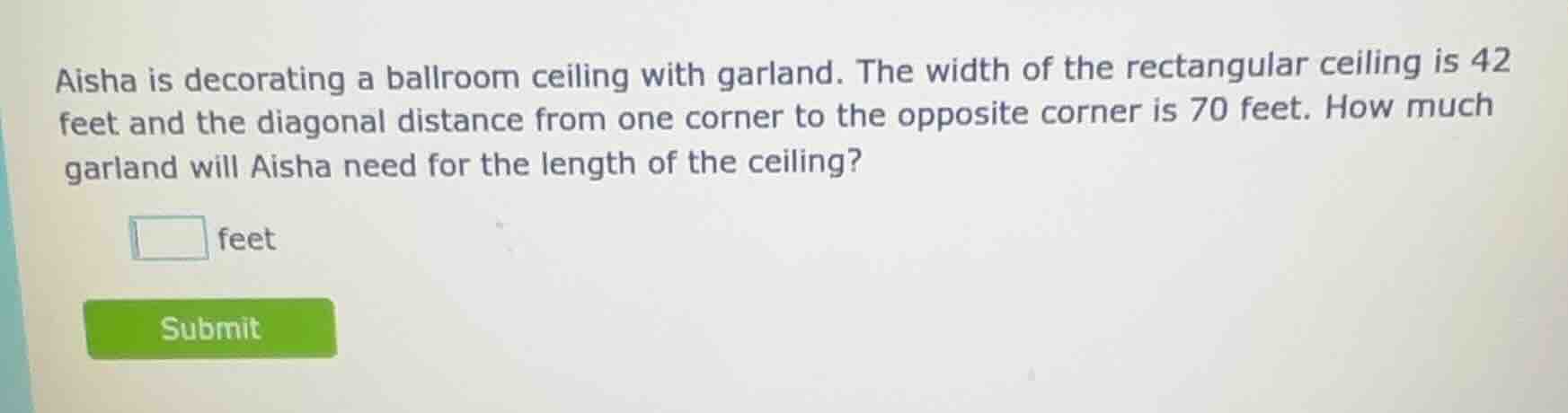 aisha is decorating a ballroom ceiling with garland. the width of the r…