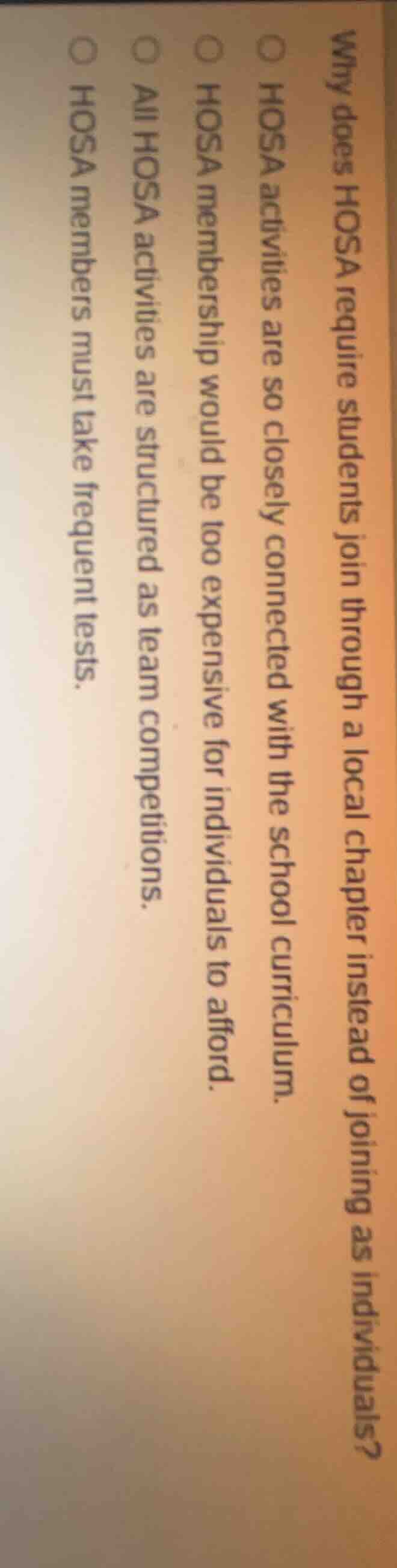 why does hosa require students join through a local chapter instead of …