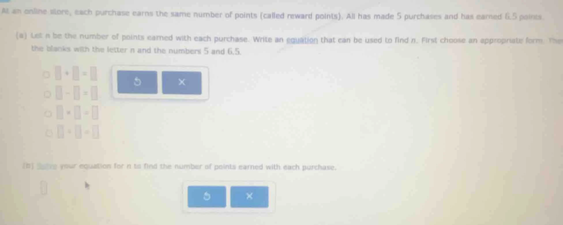 at an online store, each purchase earns the same number of points (call…