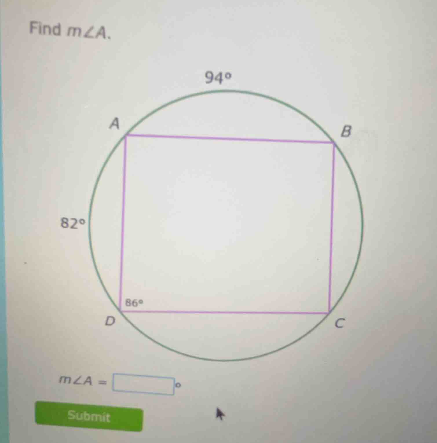 find ( mangle a ).( mangle a = square^circ )submit