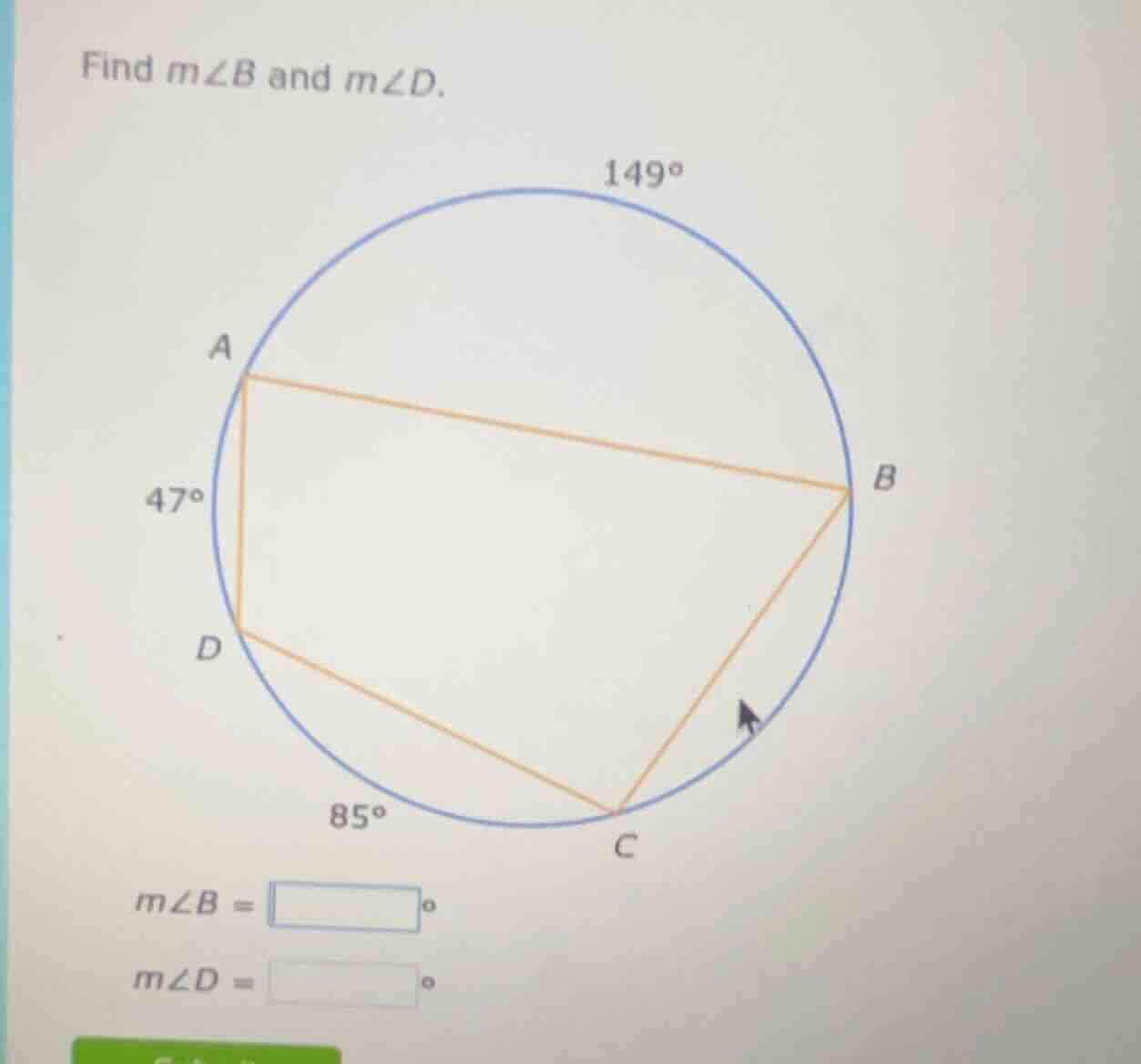 find ( mangle b ) and ( mangle d ).( mangle b = square^circ )( mangle d…