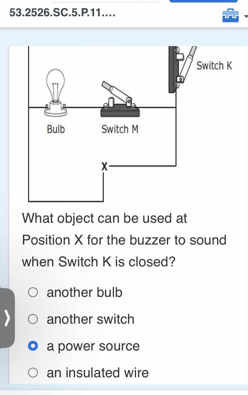 what object can be used at position x for the buzzer to sound when swit…