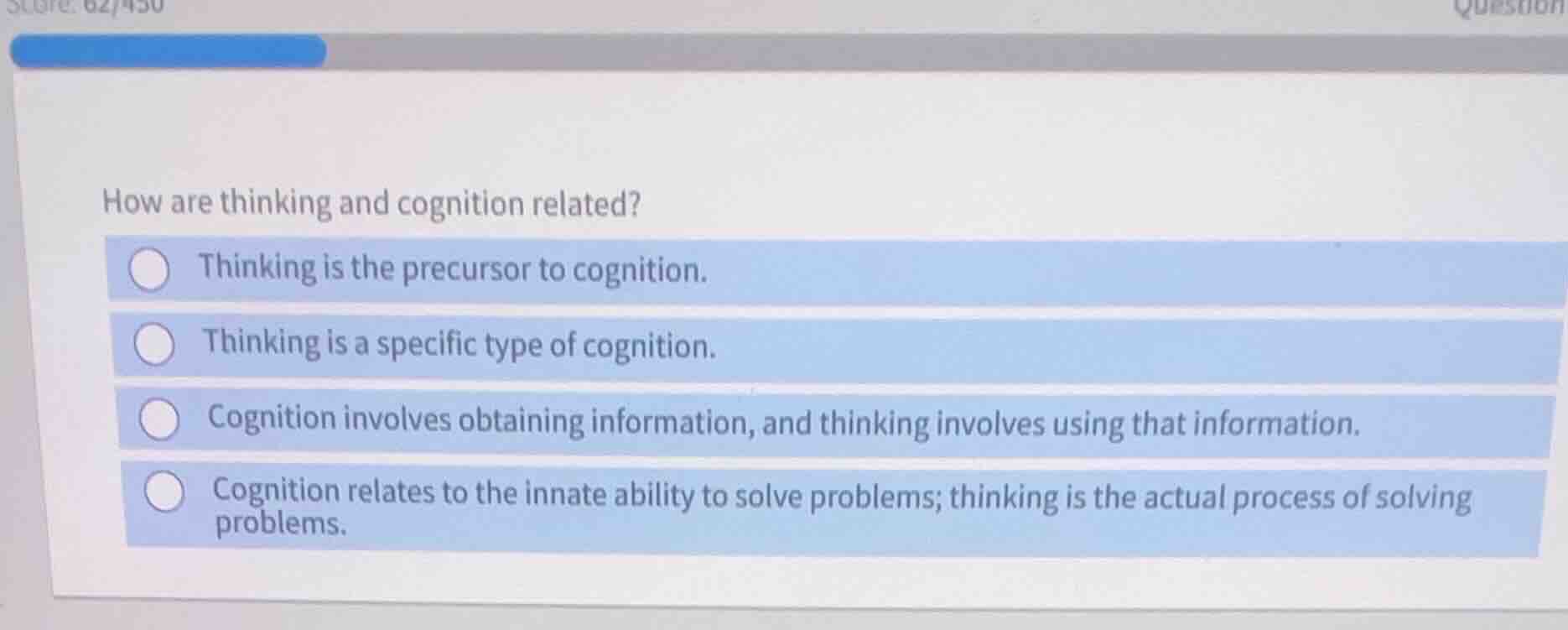 how are thinking and cognition related? - thinking is the precursor to …