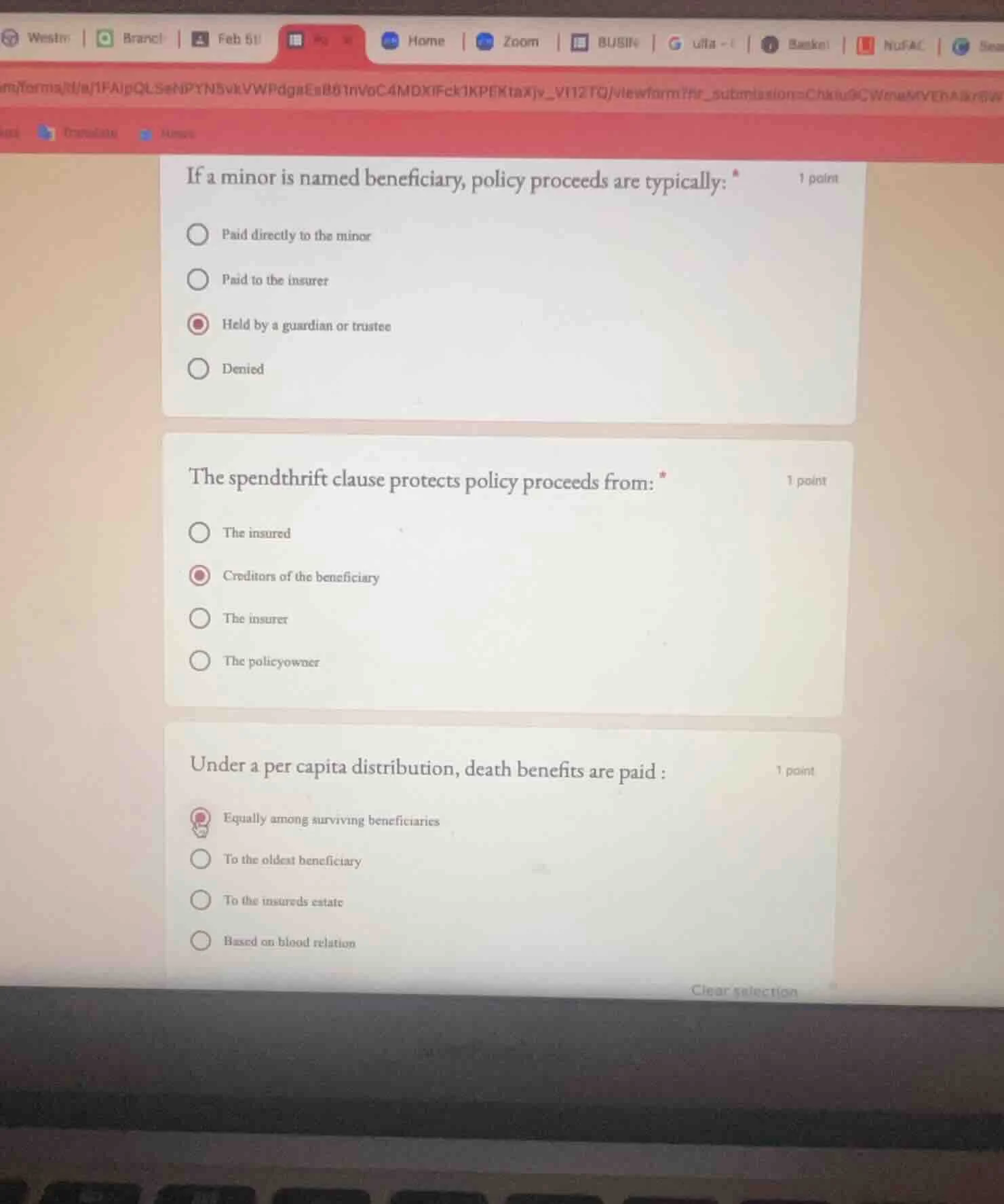 if a minor is named beneficiary, policy proceeds are typically: paid di…