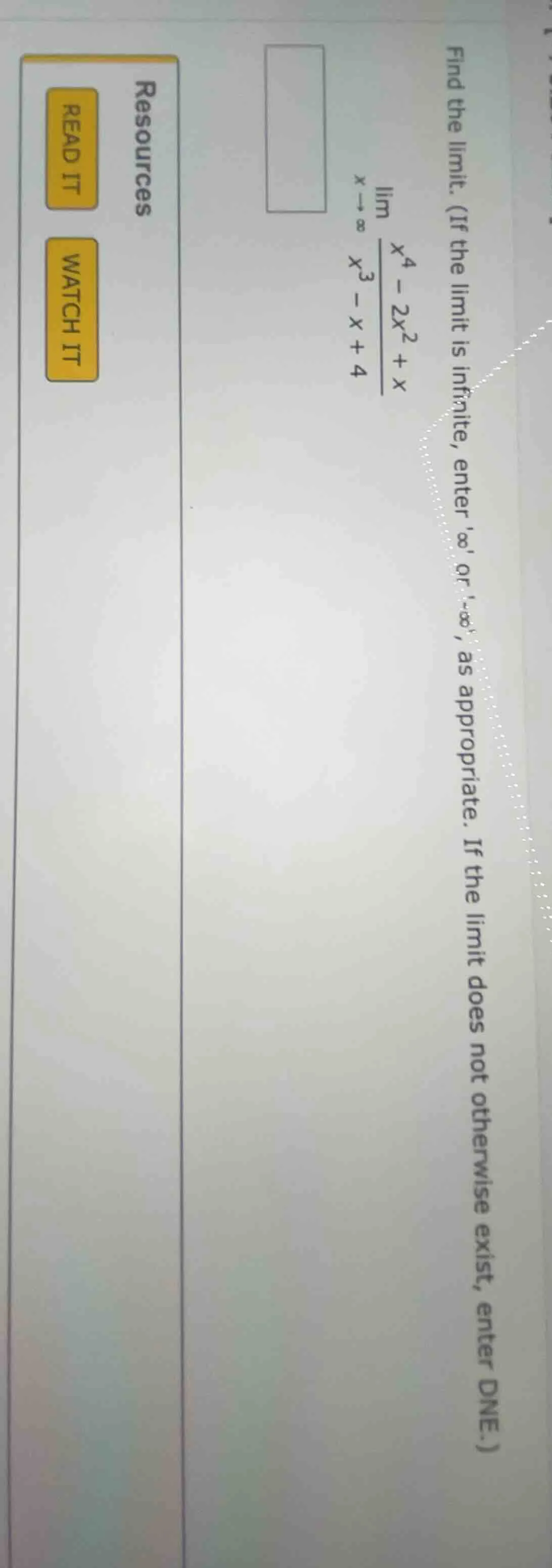 find the limit. (if the limit is infinite, enter ∞ or -∞, as appropriat…