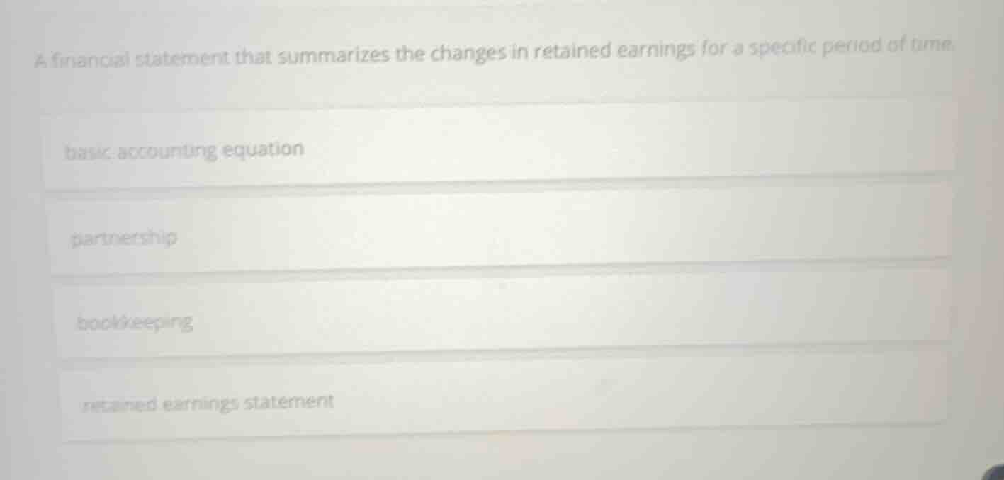 a financial statement that summarizes the changes in retained earnings …