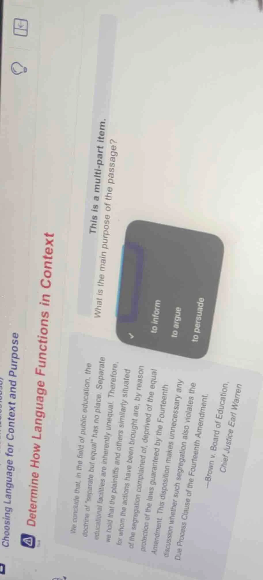 determine how language functions in context this is a multi - part item…