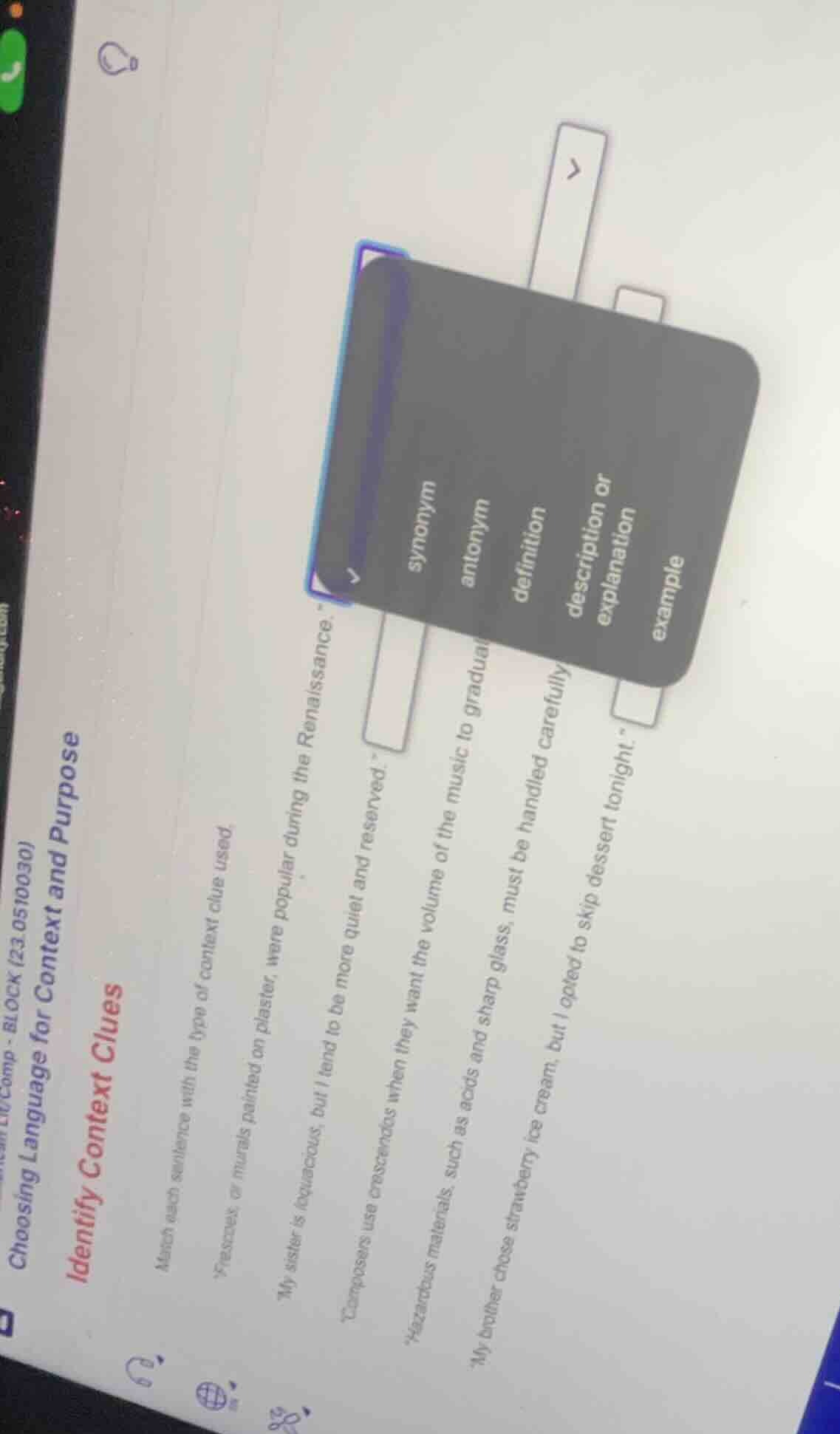 choosing language for context and purpose identify context clues match …