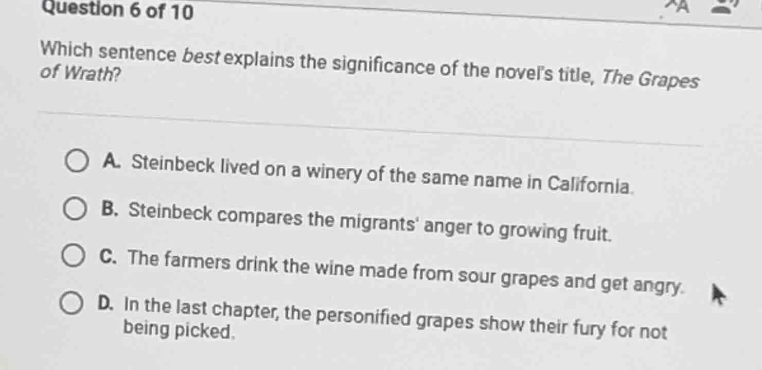question 6 of 10 which sentence best explains the significance of the n…