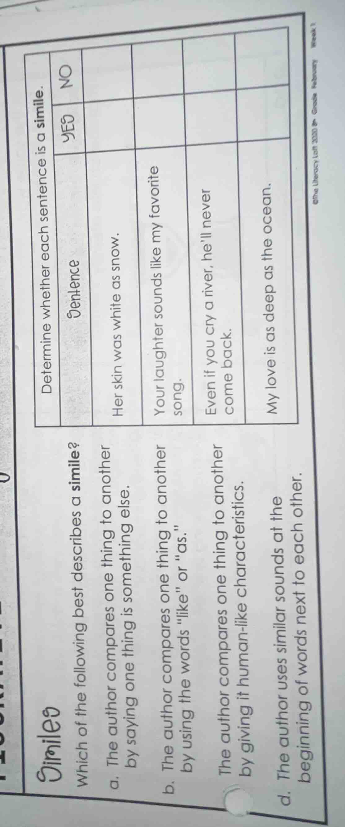 similes which of the following best describes a simile? a. the author c…