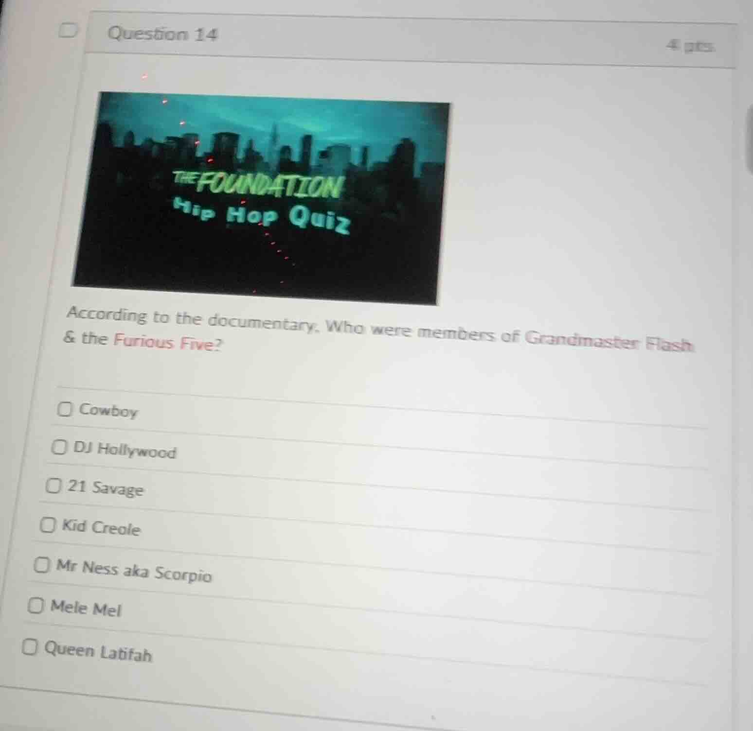 question 14 4 pts according to the documentary, who were members of gra…