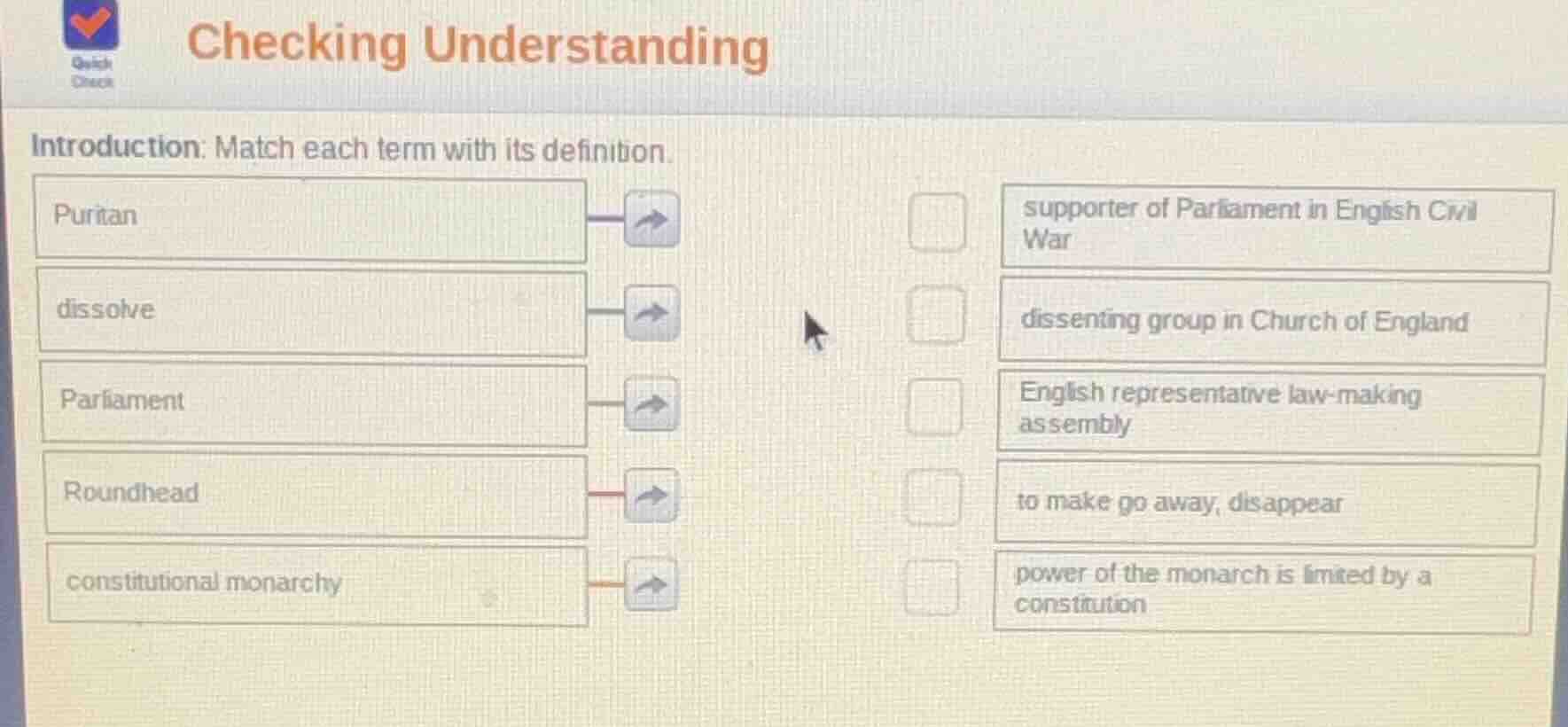 checking understanding introduction: match each term with its definitio…