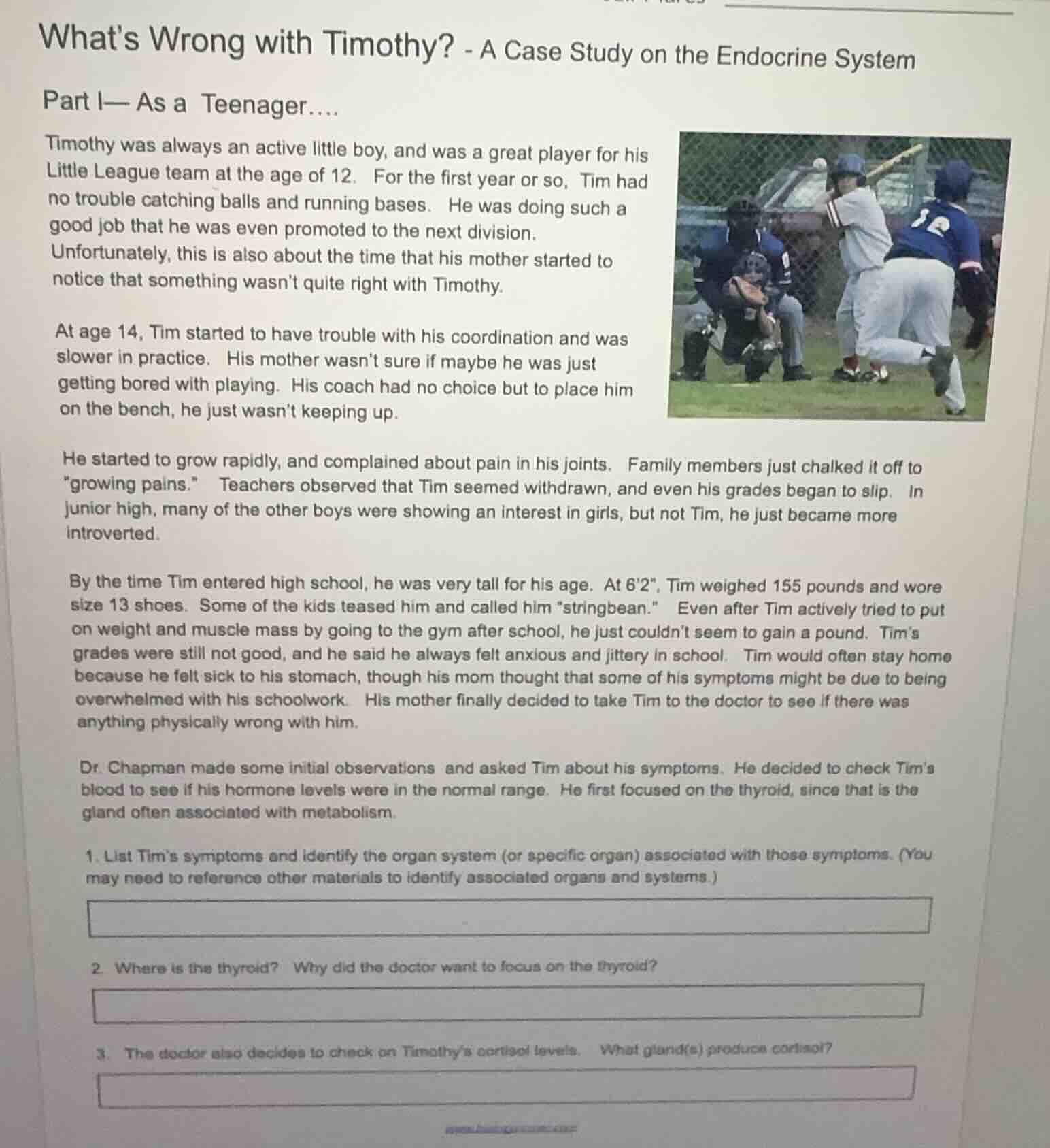 whats wrong with timothy? - a case study on the endocrine system part i…