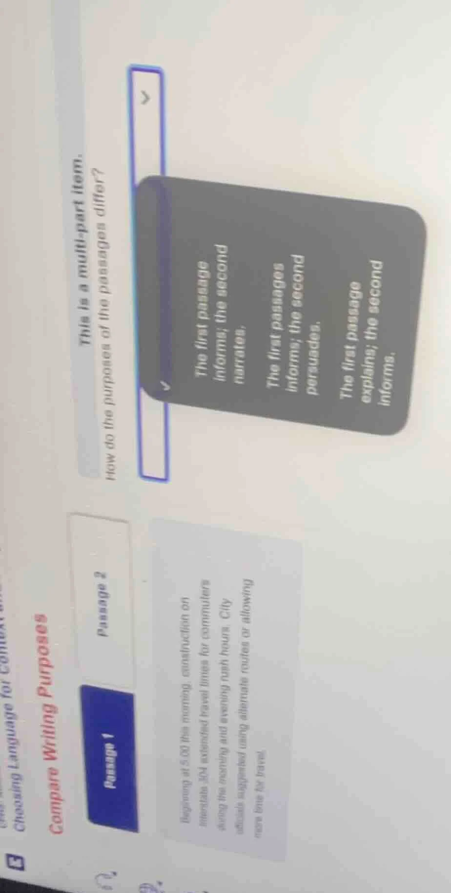 this is a multi - part item. how do the purposes of the passages differ…