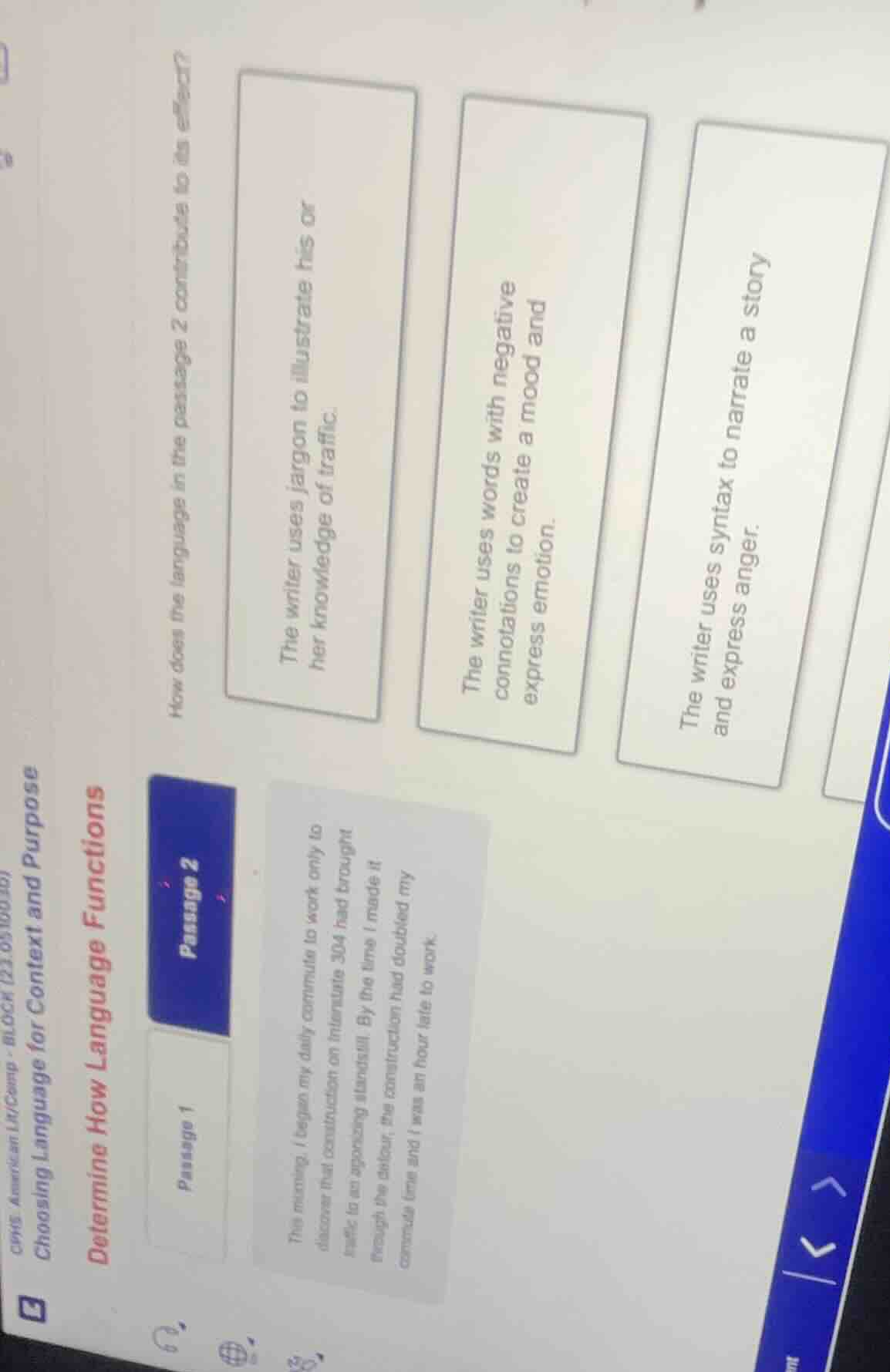 how does the language in the passage 2 contribute to its effect? the mo…