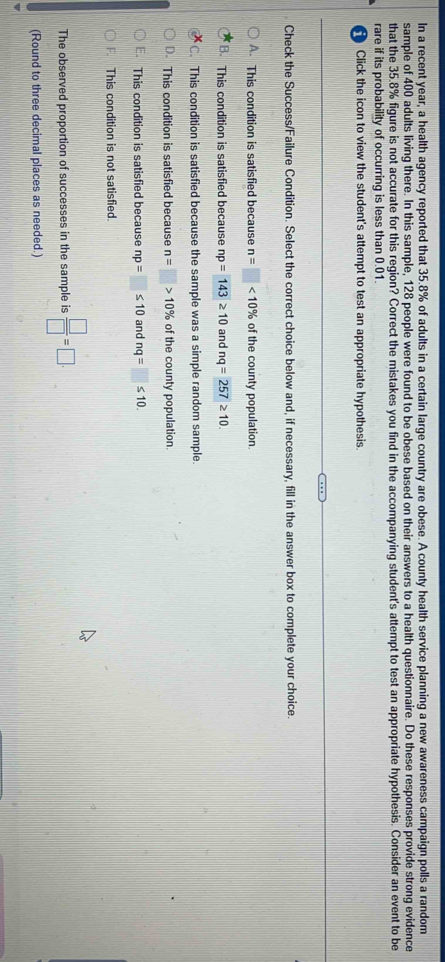 in a recent year, a health agency reported that 35.8% of adults in a ce…