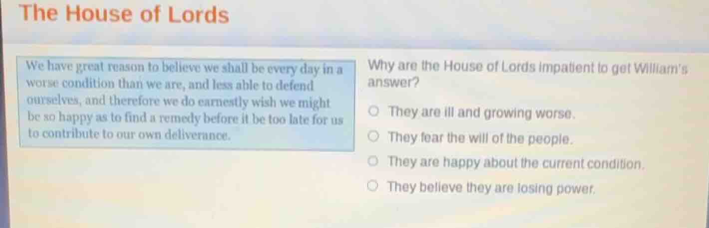 the house of lords we have great reason to believe we shall be every da…