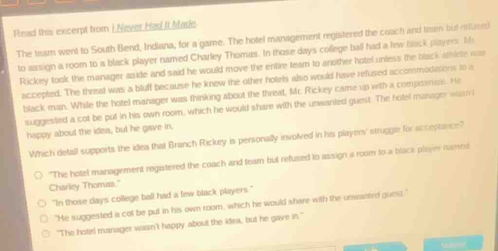 read this excerpt from i never had it made. the team went to south bend…