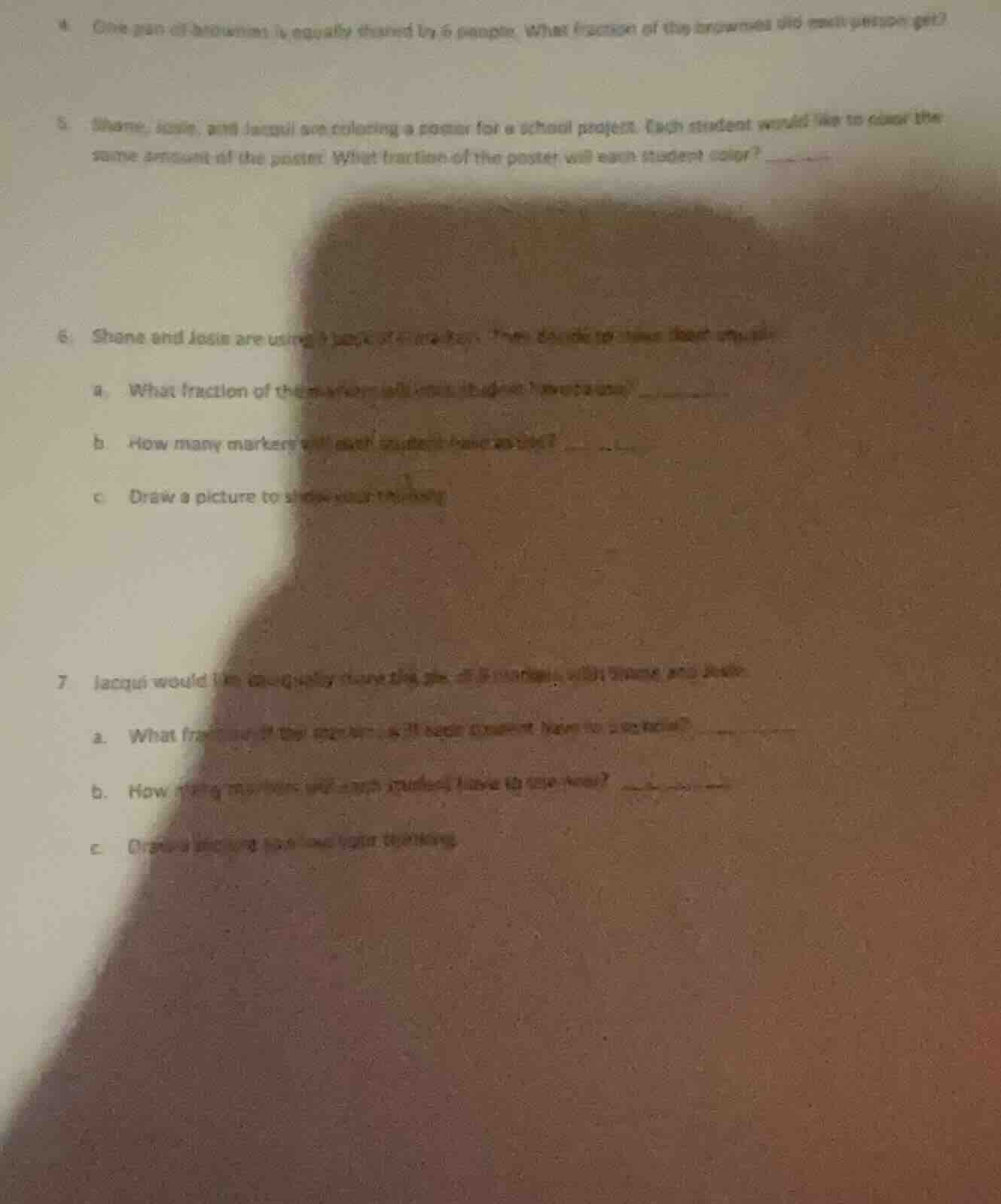 4. one pan of brownies is equally shared by 6 people. what fraction of …