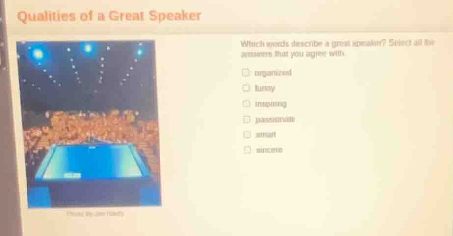 qualities of a great speaker which words describe a great speaker? sele…