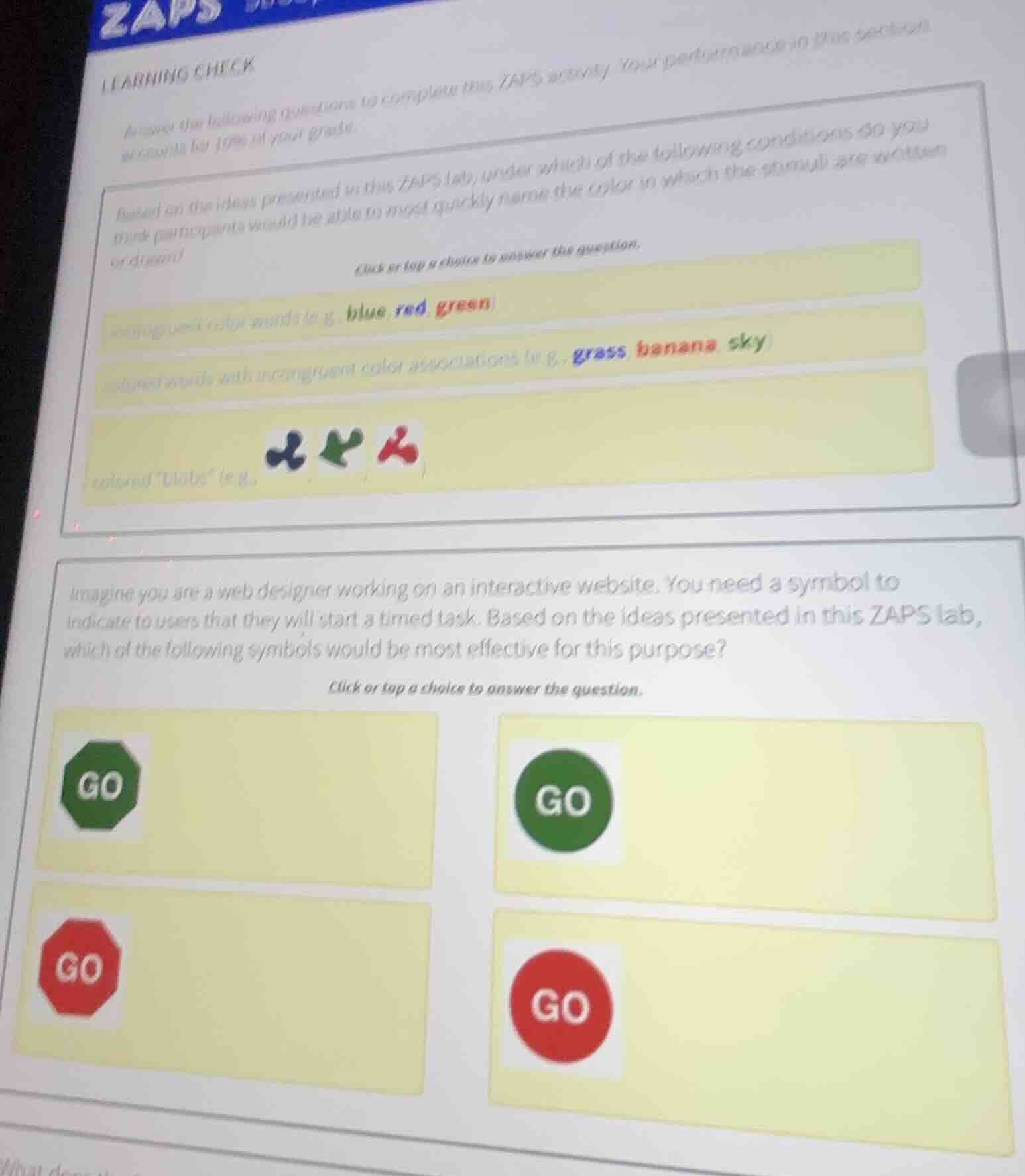 learning check answer the following questions to complete this zaps act…
