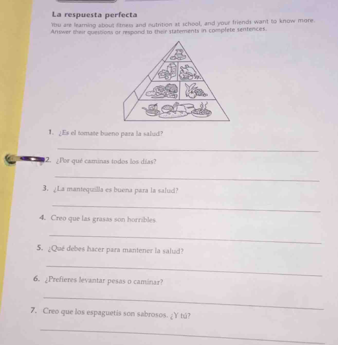 la respuesta perfecta you are learning about fitness and nutrition at s…